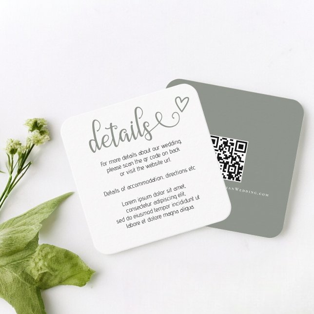 Carte D'accompagnement Rien de fantaisie, juste un simple QR code d'amour (Nothing Fancy Just Love Simple QR Code Enclosure Cards from Ricaso. Add your wedding website url)