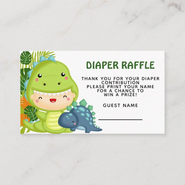 Carte D'accompagnement Roar C'est un Dinosaure Diaper Raffle (Devant)