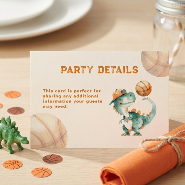 Carte D'accompagnement Roar & Score Basketball Dino Boy Birthday Party (Créateur téléchargé)