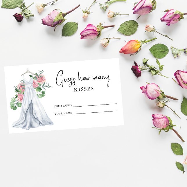 Carte D'accompagnement Robe de mariée - Devinez combien de baisers jeu de (Créateur téléchargé)