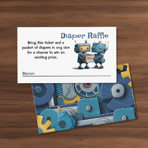 Carte D'accompagnement Robot se prépare pour bébé et livres Diaper Raffle