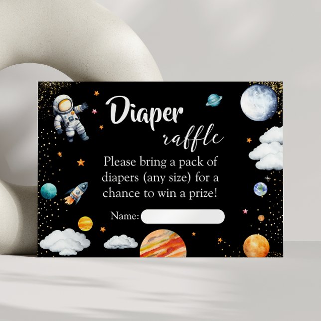 Carte D'accompagnement Rocket Space Diaper Raffle Card Black Baby Boy (Créateur téléchargé)