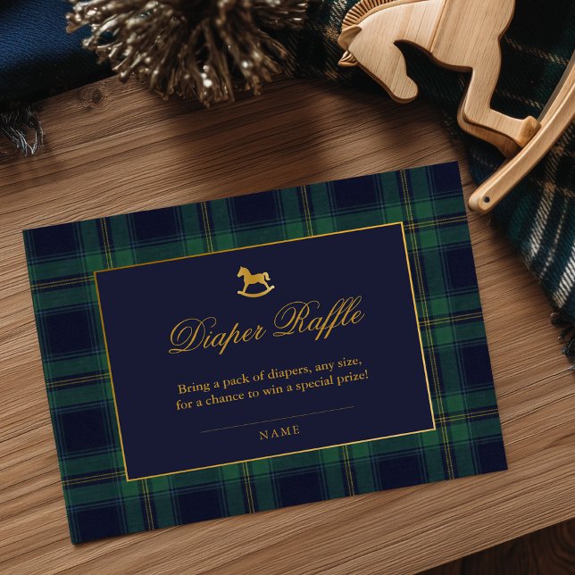 Carte D'accompagnement Rocking Horse Plaid Baby Shower Diaper Raffle (Créateur téléchargé)