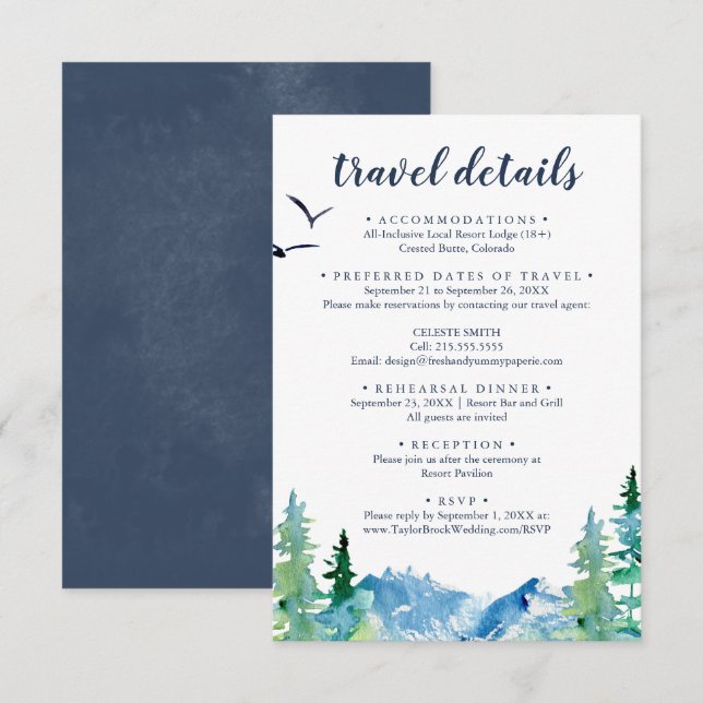 Carte D'accompagnement Rocky Mountain Destination Mariage Détails du voya (Devant / Derrière)