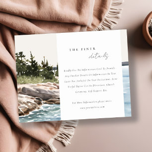 Carte D'accompagnement Rocky Pine Mountain Seascape Détails du Mariage