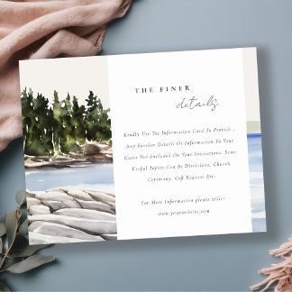 Carte D'accompagnement Rocky Pine Mountain Seascape Détails du Mariage