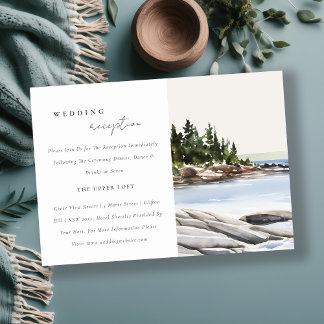 Carte D'accompagnement Rocky Pine Mountain Seascape Réception de mariage