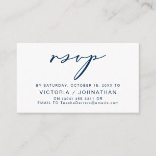 Carte D'accompagnement Romance moderne, bleu marine, mariage RSVP