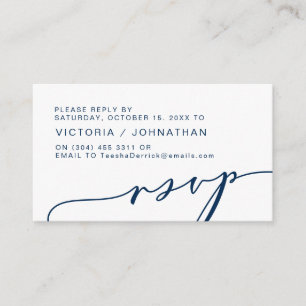 Carte D'accompagnement Romance moderne, MARINE BLUE, Mariage RSVP