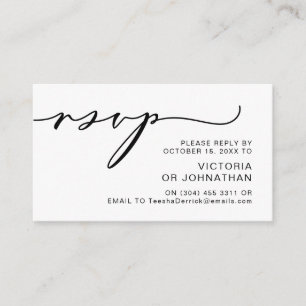Carte D'accompagnement Romance moderne, Script noir, RSVP de mariage