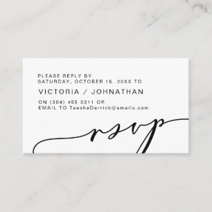 Carte D'accompagnement Romance moderne, Script noir, RSVP de mariage