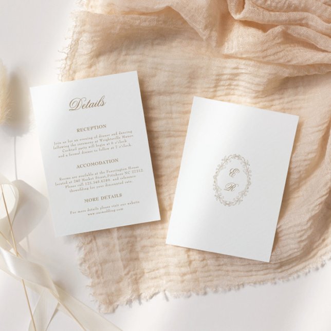 Carte D'accompagnement Romantic Baroque Ornate Frame Wedding Details (Créateur téléchargé)