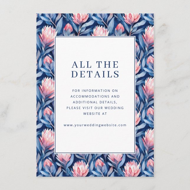 Carte D'accompagnement Romantic Blue Floral (Devant)