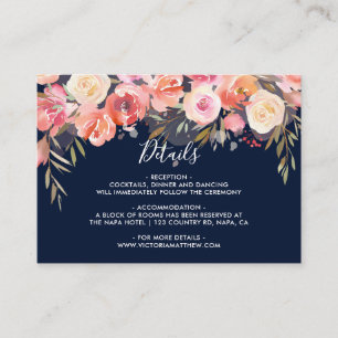 Carte D'accompagnement Romantic Blush Bloom Floral Détails du Mariage