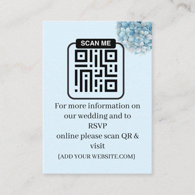 Carte D'accompagnement Romantic Dusty Blue Hydrangea Watercolor Wedding  (Devant)
