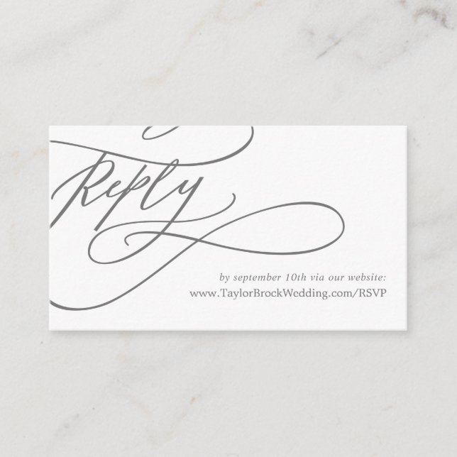 Carte D'accompagnement Romantic Flat Silver Grey Site Mariage RSVP (Devant)