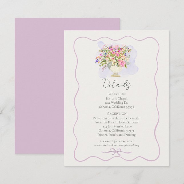 Carte D'accompagnement Romantic Garden Floral Wedding  (Devant / Derrière)