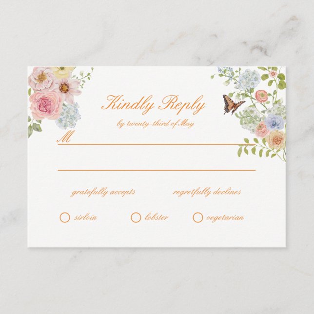 Carte D'accompagnement Romantic Pastel Floral Wedding RSVP Card (Devant)