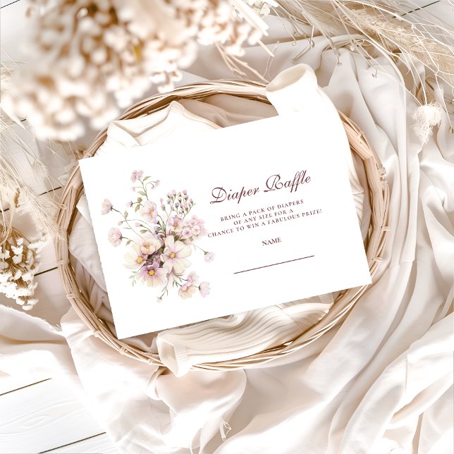 Carte D'accompagnement Romantic Spring Floral Baby Shower Diapper Raffle (Créateur téléchargé)