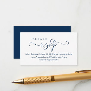 Carte D'accompagnement Romantique, bleu marine, Mariage en ligne RSVP, ra