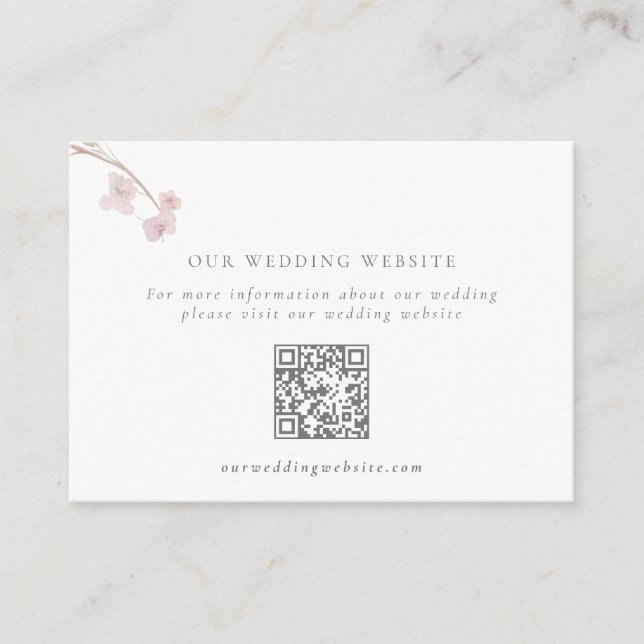 Carte D'accompagnement Romantique Blush Floral Mariage QR Code (Devant)