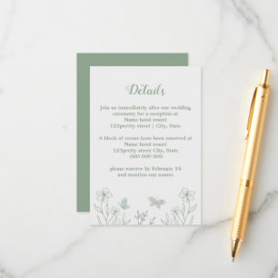 Carte D'accompagnement Romantique élégant mariage floral vert sauge