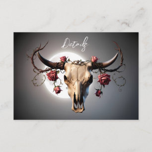 Carte D'accompagnement Romantique Mediaval Floral Vache Crâne Mariage QR