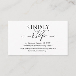 Carte D'accompagnement Romantique moderne, Script noir, site RSVP en lign