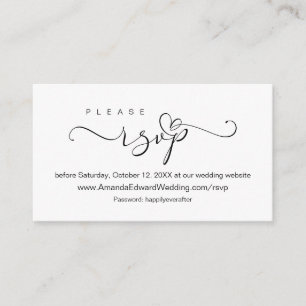Carte D'accompagnement Romantique, Noir, Mariage en ligne RSVP, rappel En