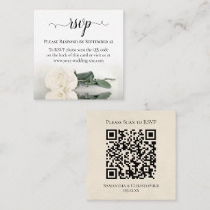 Carte D'accompagnement Romantique Rose blanche élégant mariage RSVP QR Co