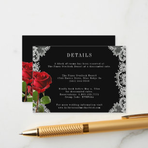 Carte D'accompagnement Romantique Rose rouge Belle Mariage dentelle blanc