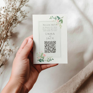 Carte D'accompagnement Romantique rose vert rose de mariage floral RSVP Q