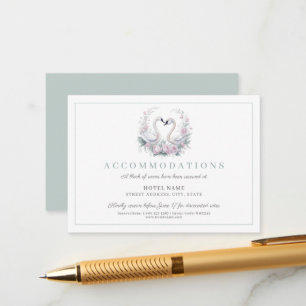 Carte D'accompagnement Romantique vert Swan Couple Mariage
