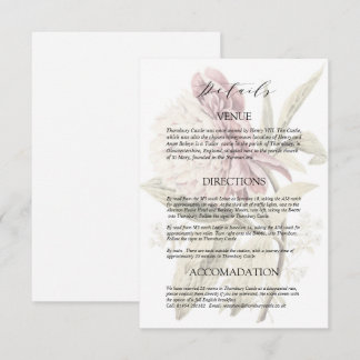 Carte D'accompagnement Romantique Vintage Peony Détails du Mariage