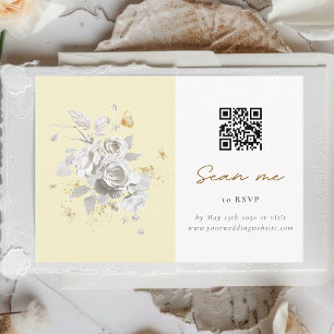 Carte D'accompagnement Romantique Yellow Rose Mariage QR Code RSVP
