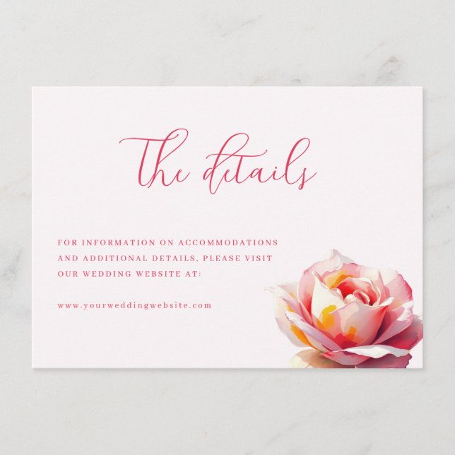 Carte D'accompagnement Rose à l'aquarelle rose romantique (Devant)
