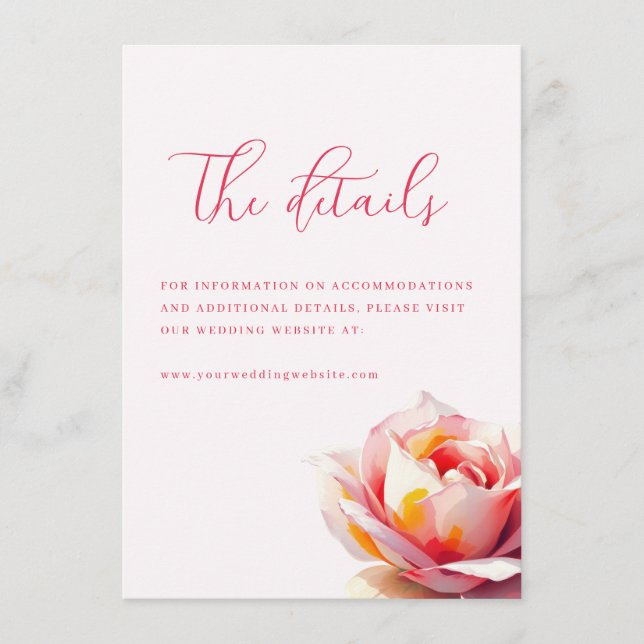 Carte D'accompagnement Rose aquarelle rose romantique (Devant)