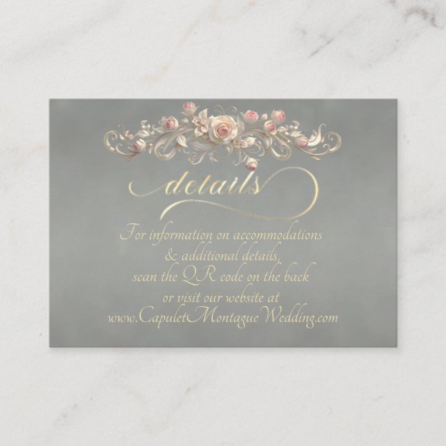 Carte D'accompagnement Rose Arc Border, QR Code - Sage (Devant)