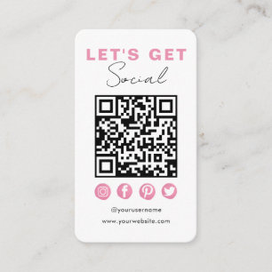 Carte D'accompagnement Rose Blanc Moderne Connectez-Vous Au Code QR Améri