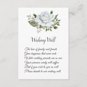 Carte D'accompagnement Rose blanche Foliage Mariage Wishing well