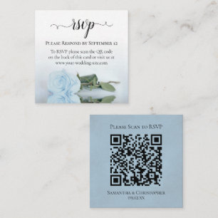 Carte D'accompagnement Rose bleu pâle et élégant mariage RSVP QR Code