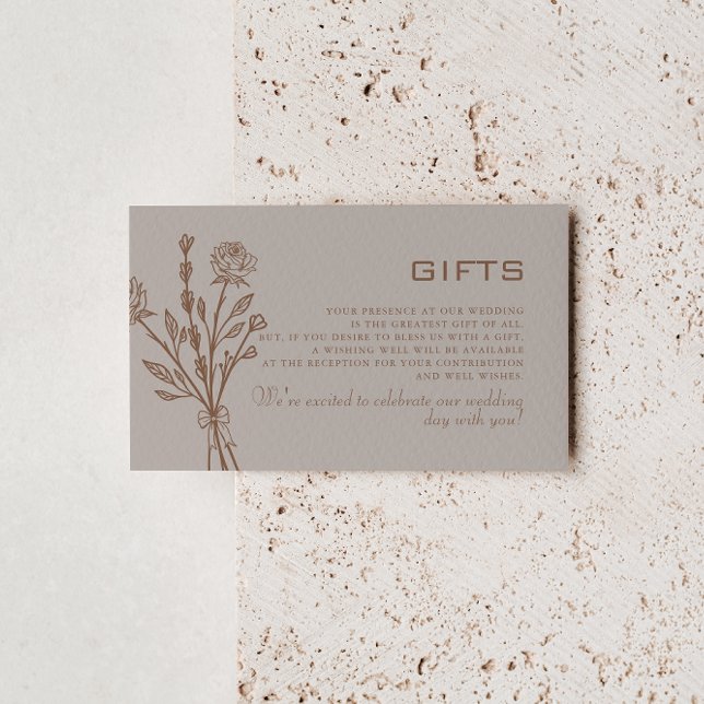 Carte D'accompagnement Rose Brown Formal Floral Cadeaux de Mariage (Créateur téléchargé)