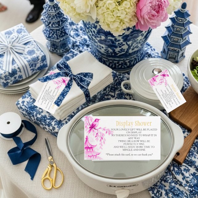 Carte D'accompagnement Rose Chinoiserie  Présentation de douche de mariag (Pink Chinoiserie Bridal Display Shower Enclosure Card)