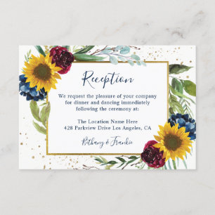 Carte D'accompagnement Rose de tournesol rustique Réception de mariage fl