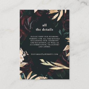 Carte D'accompagnement Rose de velours foncé bordeaux   Détails du Mariag