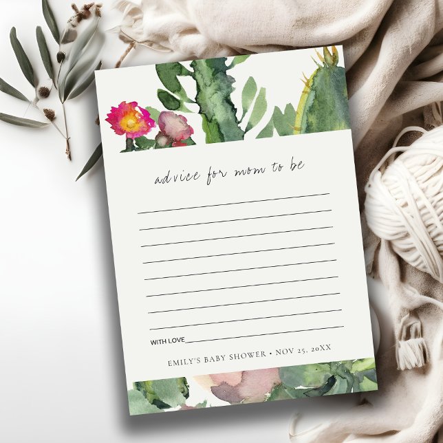 CARTE D'ACCOMPAGNEMENT ROSE DÉSERT FLORAL CACTI FAUNA BABY SHOWER CONSEIL (Créateur téléchargé)