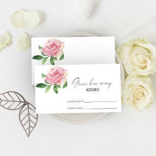 Carte D'accompagnement Rose - devine combien de baisers jeu de mariage