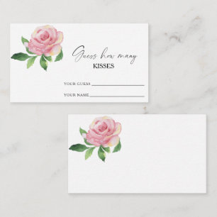 Carte D'accompagnement Rose - devine combien de baisers jeu de mariage