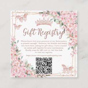 Carte D'accompagnement Rose en fleurs cerises Quinceanera QR cadeau