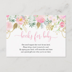 Carte D'accompagnement Rose et demande florale de livre de baby shower de